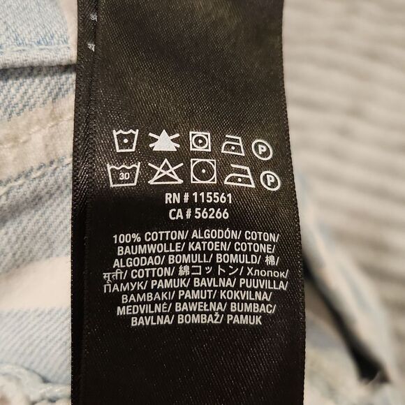 Blue and white striped 7 for all mankind jean skirt w/ distressed hem size 24. - Picture 5 of 15